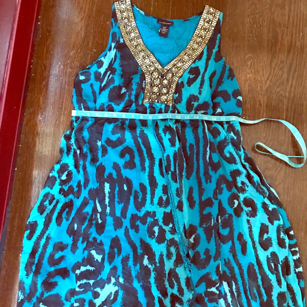 Bright blue leopard print beach dress